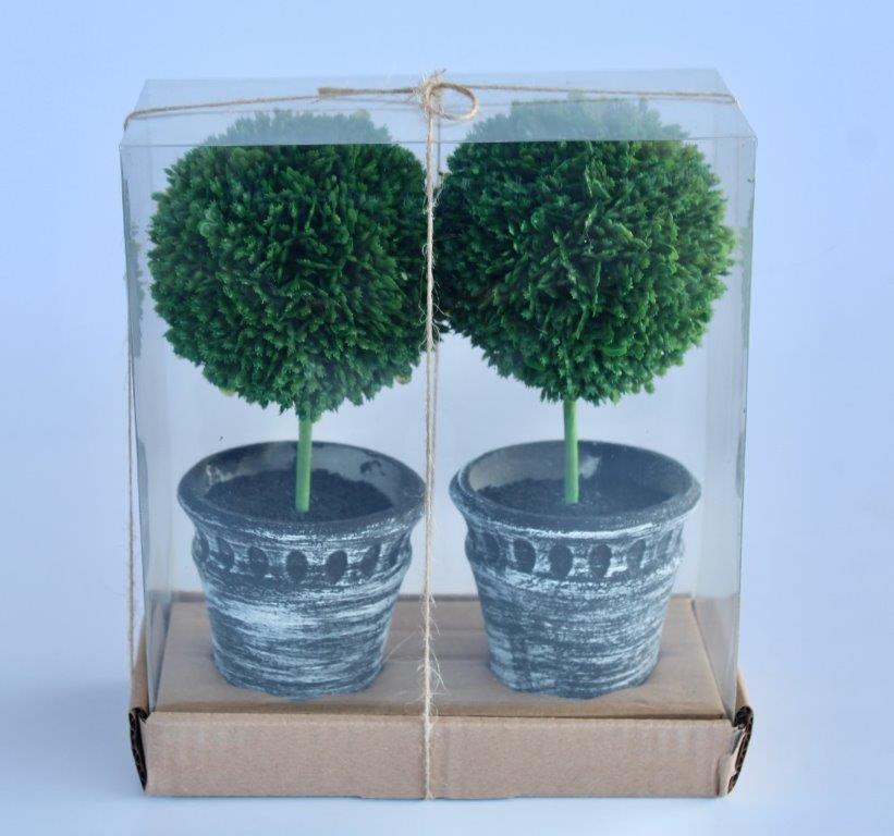 Set Of 2 Topiary In Black Pots